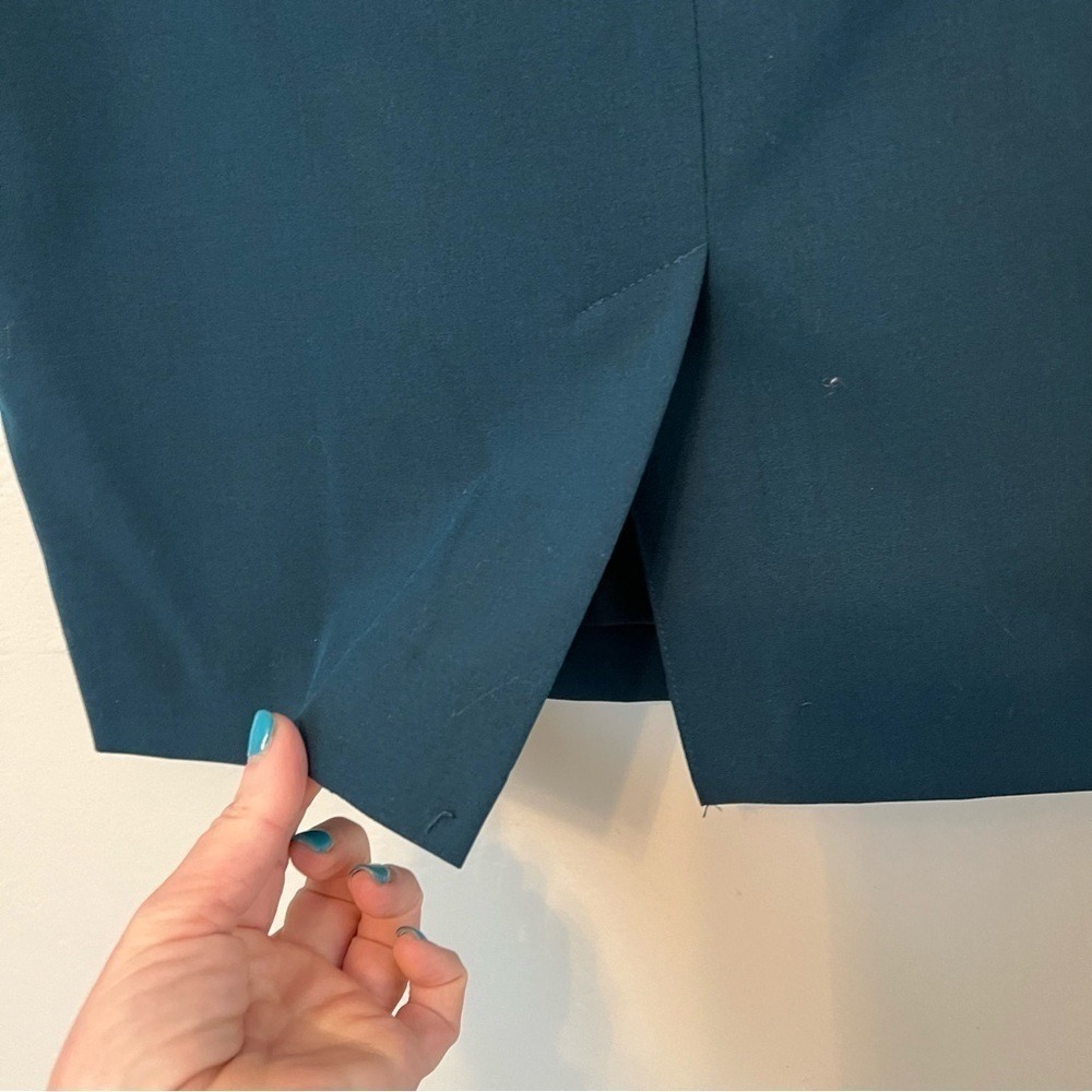 Worthington Teal Blue Pencil Skirt Lined Back Vent Career Size 12 - Picture 10 of 13